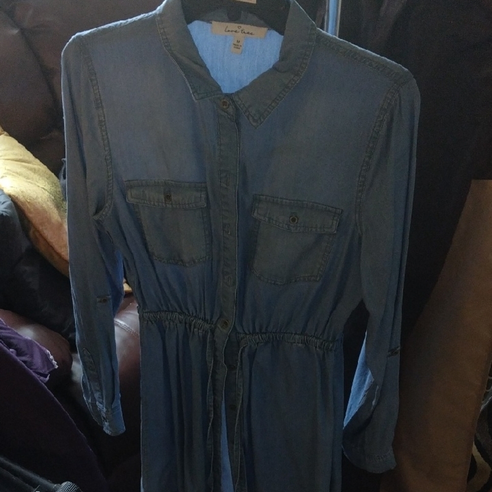 Blue Denim Button-Up Dress